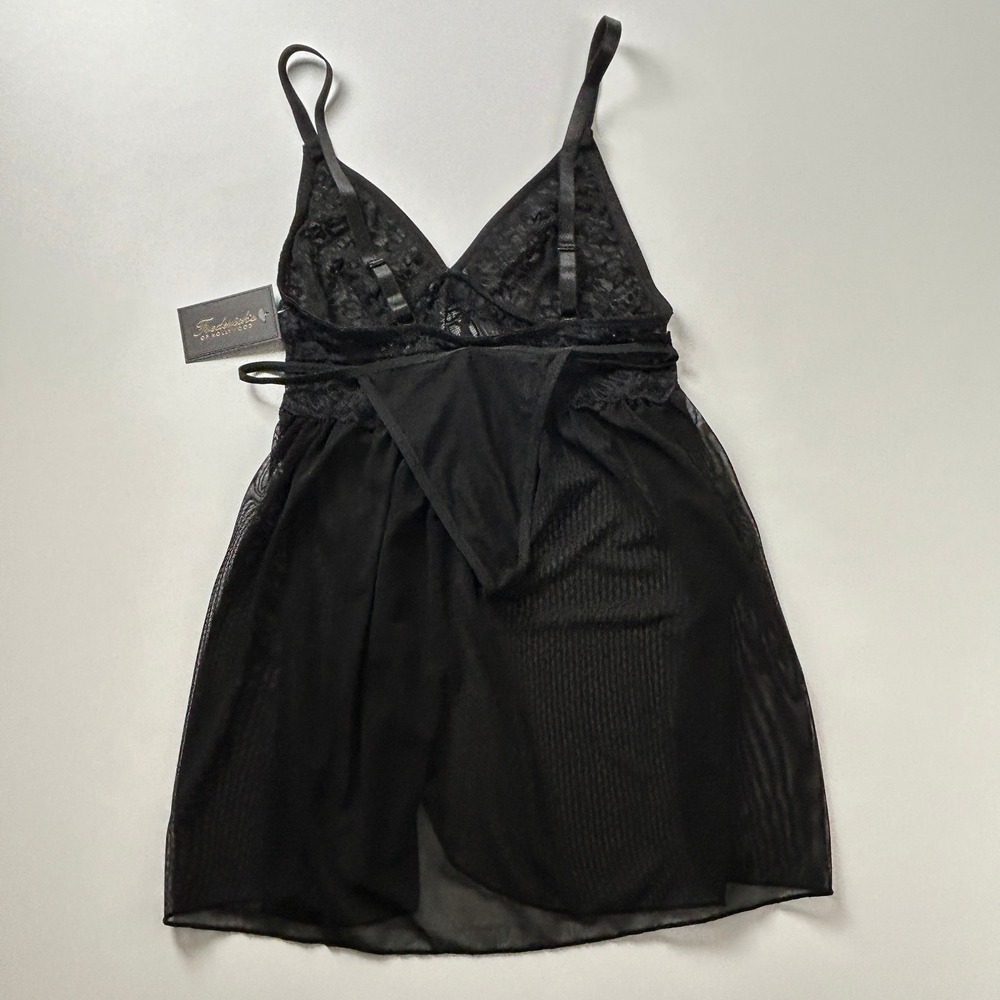 Fredericks of Hollywood Leslie Black Lace Chemise Thong Set Size M NWT - Picture 9 of 9